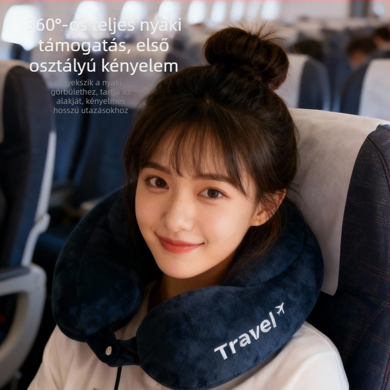 U-alakú nyakpárna XY-030, töltet PP pamut, anyaga Crystal fleece, modern minimalista stílus, felnőtteknek
