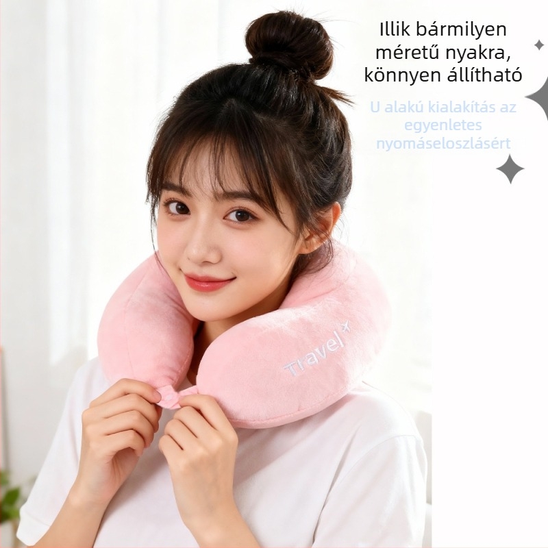 U-alakú nyakpárna XY-030, töltet PP pamut, anyaga Crystal fleece, modern minimalista stílus, felnőtteknek