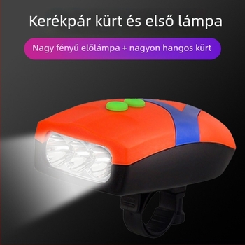 Első kerékpár lámpa kürttel és LED-lámpával — MTB-kompatibilis, DRCK HROS márka, nem importált
