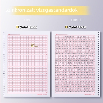 A4-es négyzetrácsos vizsgára írt válaszfüzet, levehető lapokkal, PP borító, 60 lap, 100–200 oldal, 80 g/m² offset papír