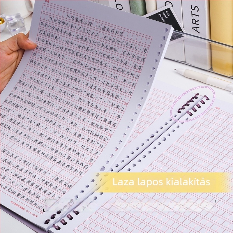 A4-es négyzetrácsos vizsgára írt válaszfüzet, levehető lapokkal, PP borító, 60 lap, 100–200 oldal, 80 g/m² offset papír
