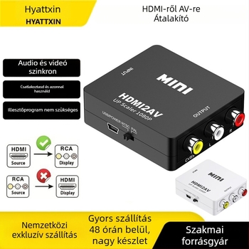 HDMI–ről AV-re konverter, 1080P, Modell H2A, Energiakezelés támogatott