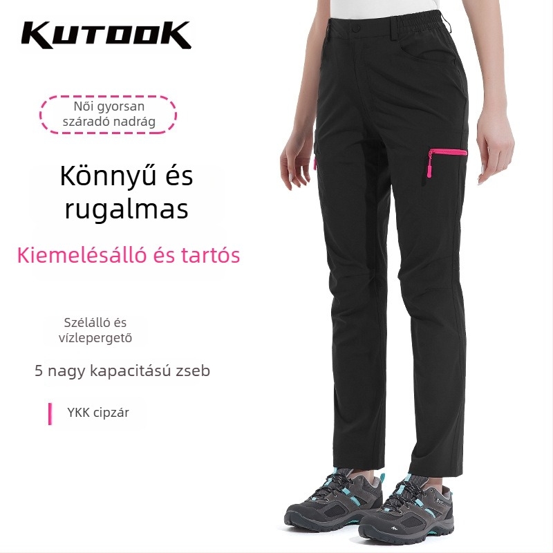 Női gyorsan száradó nadrág, vízálló, tavasz–ősz, túrázásra és kempingezésre