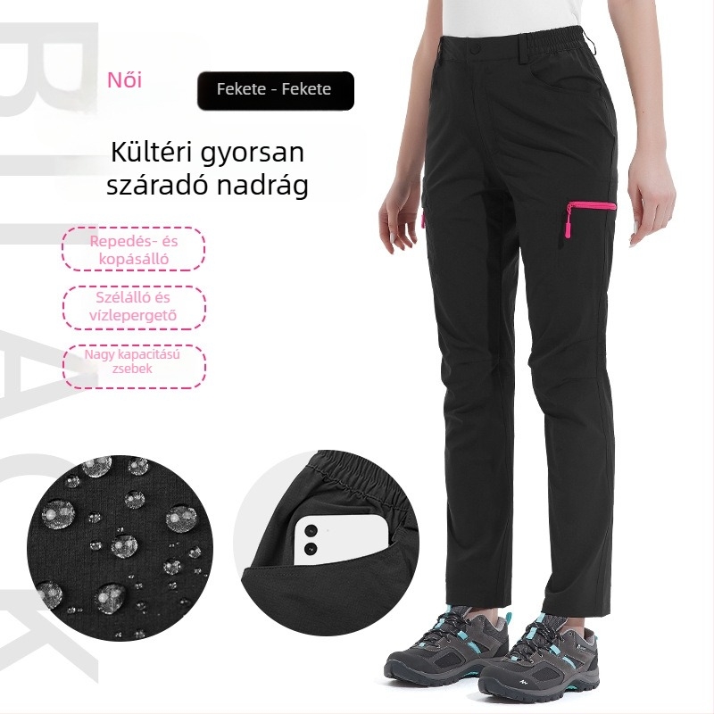Női gyorsan száradó nadrág, vízálló, tavasz–ősz, túrázásra és kempingezésre