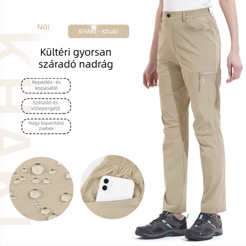 Női gyorsan száradó nadrág, vízálló, tavasz–ősz, túrázásra és kempingezésre