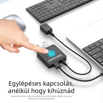 USB 3.0 kétirányú kapcsoló két számítógép között egy USB-eszköz megosztásához, 2 bemenet/1 kimenet, 1,2 m kábel, modell LYL-SW301, Windows 7–11 kompatibilis