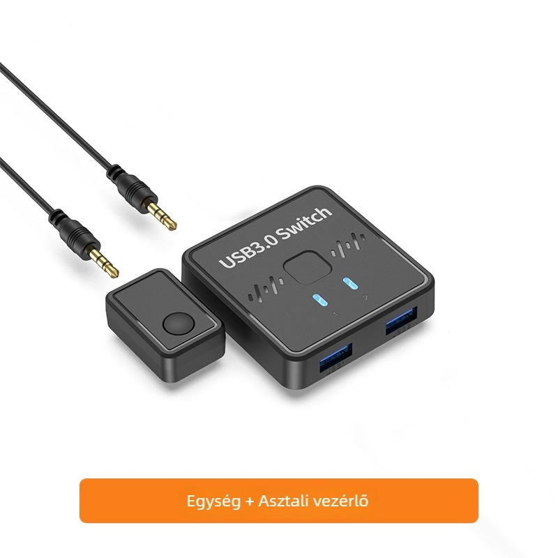 USB 3.0 kétirányú kapcsoló két számítógép között egy USB-eszköz megosztásához, 2 bemenet/1 kimenet, 1,2 m kábel, modell LYL-SW301, Windows 7–11 kompatibilis