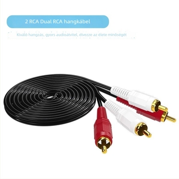 2RCA audio kábel, aranyozott rézmaggal, kompatibilis digitális eszközökkel