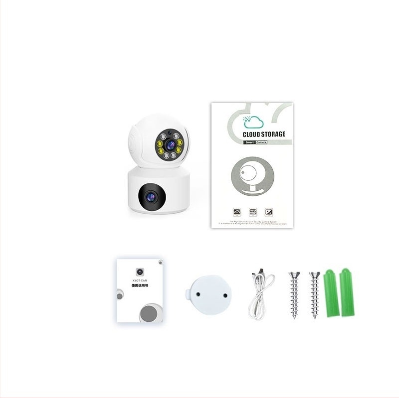 Kettős objektívű IP kamera 360°-os forgással, 1080p felbontás, 3,6 mm objektív, beltéri éjjeli látás (0.001 lux minimális megvilágítás)