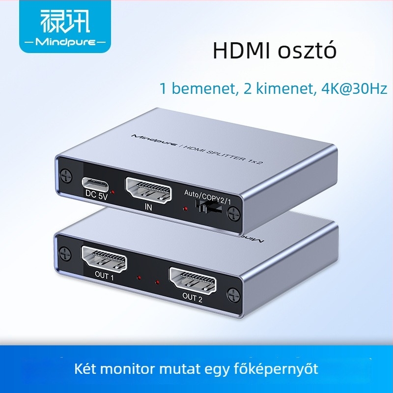 Mindpure HDMI osztó 1×2, 4K 3840x2160, videójel kiterjesztése