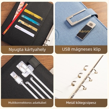 Ink Dot notesz vezeték nélküli töltéssel és energiaforrással, leválasztható lapokkal kötött, Daolin papír 80 gsm, 100–200 oldal