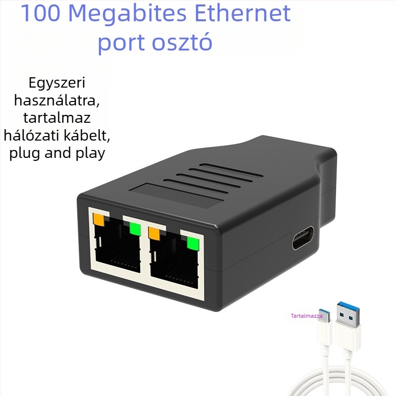 Dongji RJ45 Ethernet 1–2 osztó két számítógéphez, csatlakozás gigabites switch-hez