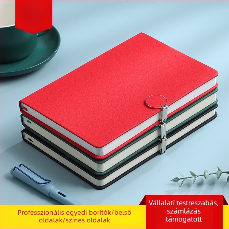 A5-ös körzáras notesz PU bőrrel és textúrált anyaggal, üzleti jegyzetfüzet, 200–300 oldal