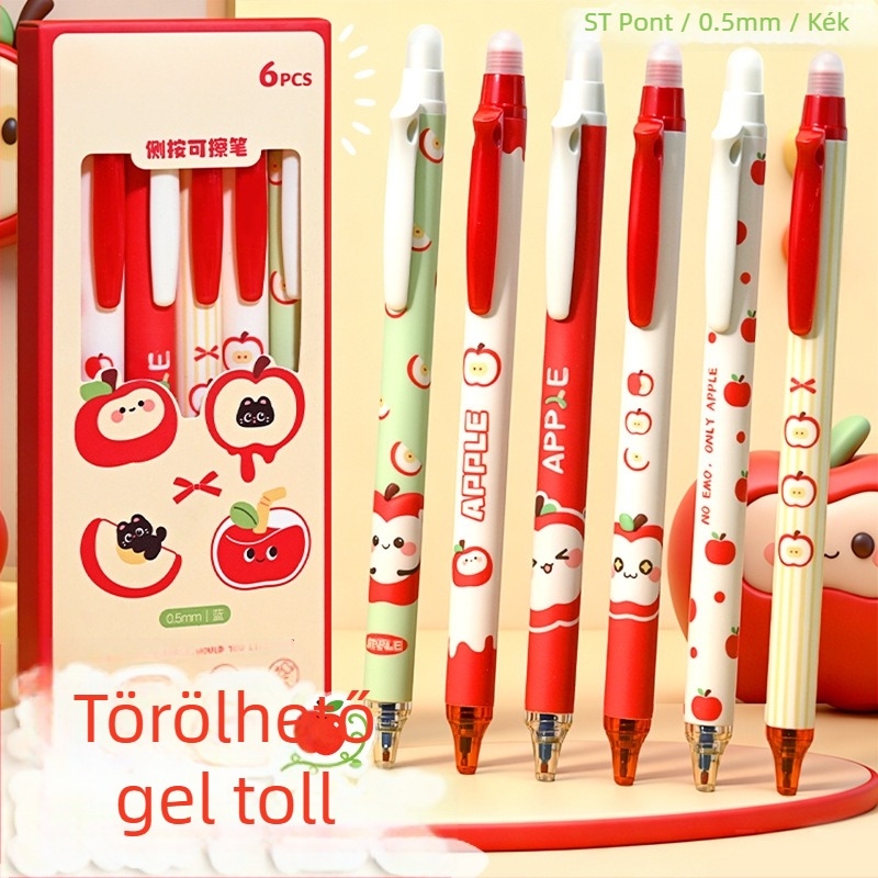 Rajzfilm-stílusú törölhető toll, nyomógombos mechanizmus, műanyag test, ST hegye, ST tollfej, dobozos csomagolás