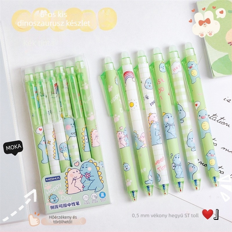 Rajzfilm-stílusú törölhető toll, nyomógombos mechanizmus, műanyag test, ST hegye, ST tollfej, dobozos csomagolás