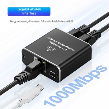 RJ45 Ethernet osztó, 1–2 egyidejű internet-hozzáféréssel, gigabites hálózati elosztó/kapcsoló