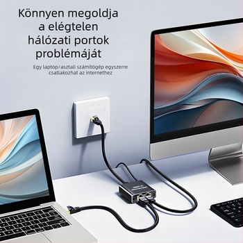 RJ45 Ethernet osztó, 1–2 egyidejű internet-hozzáféréssel, gigabites hálózati elosztó/kapcsoló
