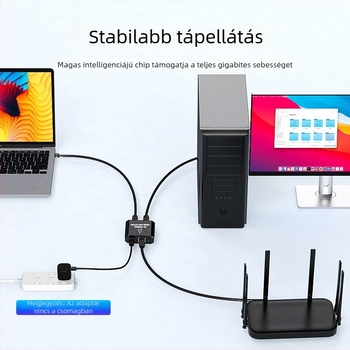 RJ45 Ethernet osztó, 1–2 egyidejű internet-hozzáféréssel, gigabites hálózati elosztó/kapcsoló