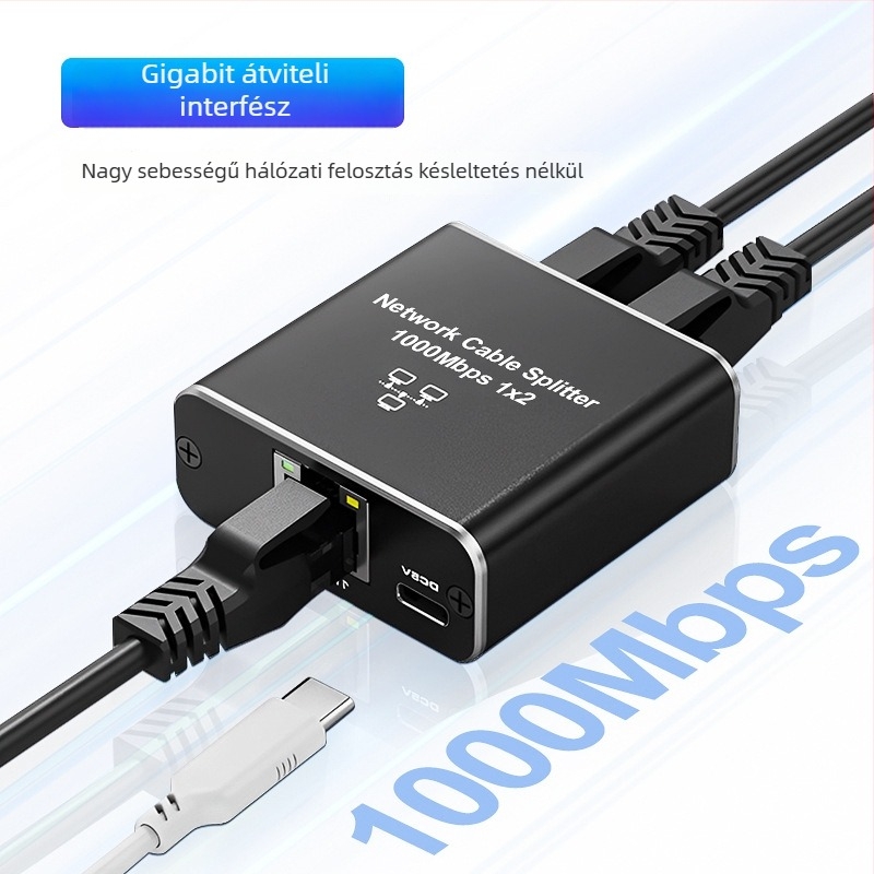 RJ45 Ethernet osztó, 1–2 egyidejű internet-hozzáféréssel, gigabites hálózati elosztó/kapcsoló
