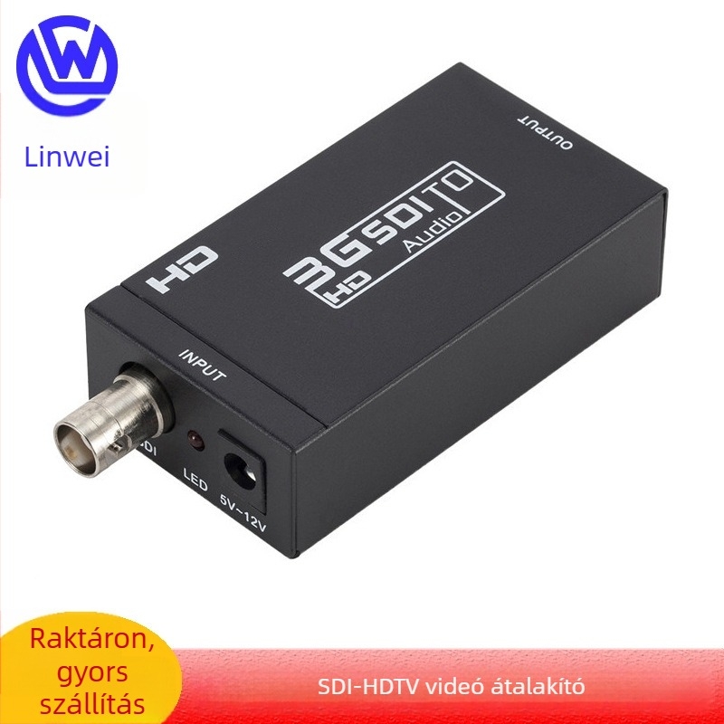 Video konverter 3G-SDI–HDMI, 1080p, USB-s táplálás, 0,12 m kábel, alumínium/plasztik burkolat