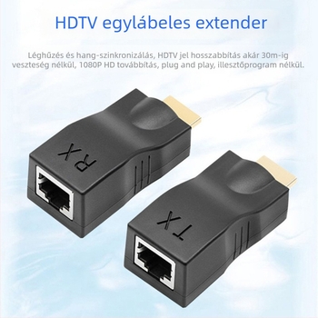 HDMI hosszabbító 30 m egyetlen hálózati kábellel, HDMI-port konverter, 1080P stabil magas felbontású kiegészítés