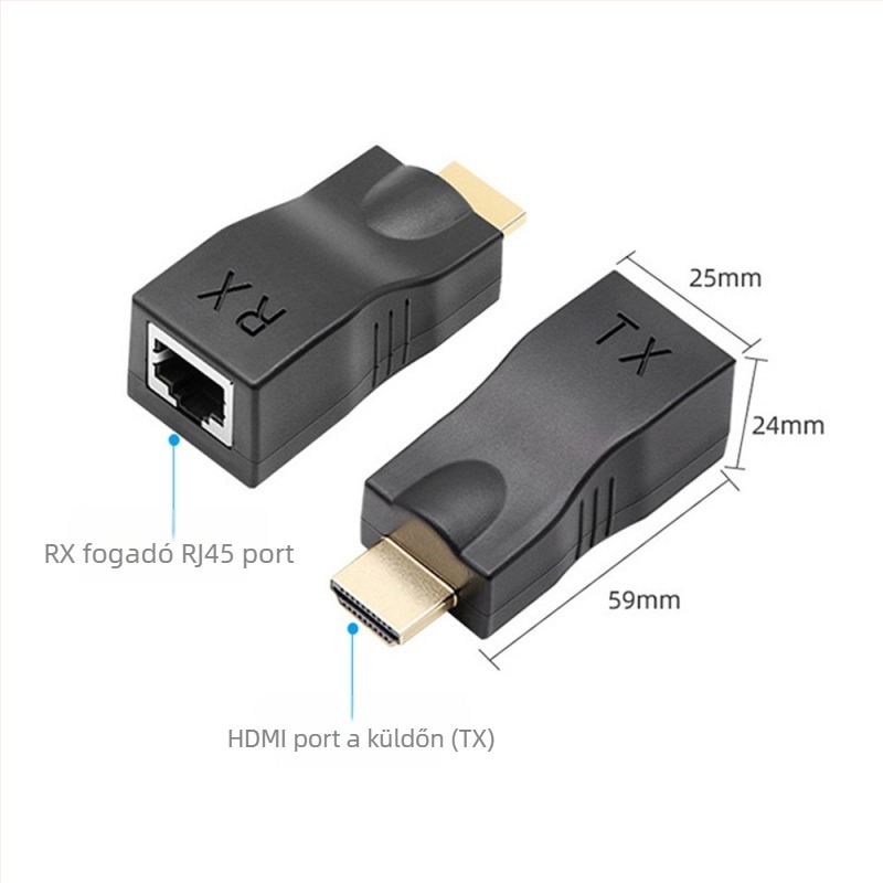 HDMI hosszabbító 30 m egyetlen hálózati kábellel, HDMI-port konverter, 1080P stabil magas felbontású kiegészítés
