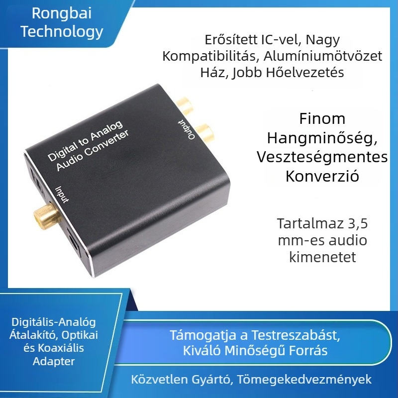 Digitális optikai és koaxiális jel analóg hangra átalakító SPDIF 3.5 felújított verzió