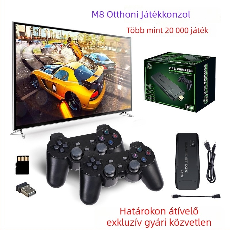 Retro játékkonzol 128GB memóriával, 1080p kimenettel, 3+ játékossal, retro stílus