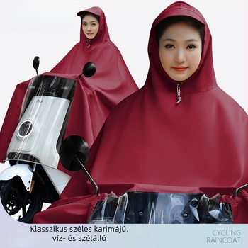 Női esőponcho elektromos járművekhez (elektromos kerékpár és motorkerékpár), hosszú, teljes testet fedő, vastag PVC anyag PU ragasztóréteggel