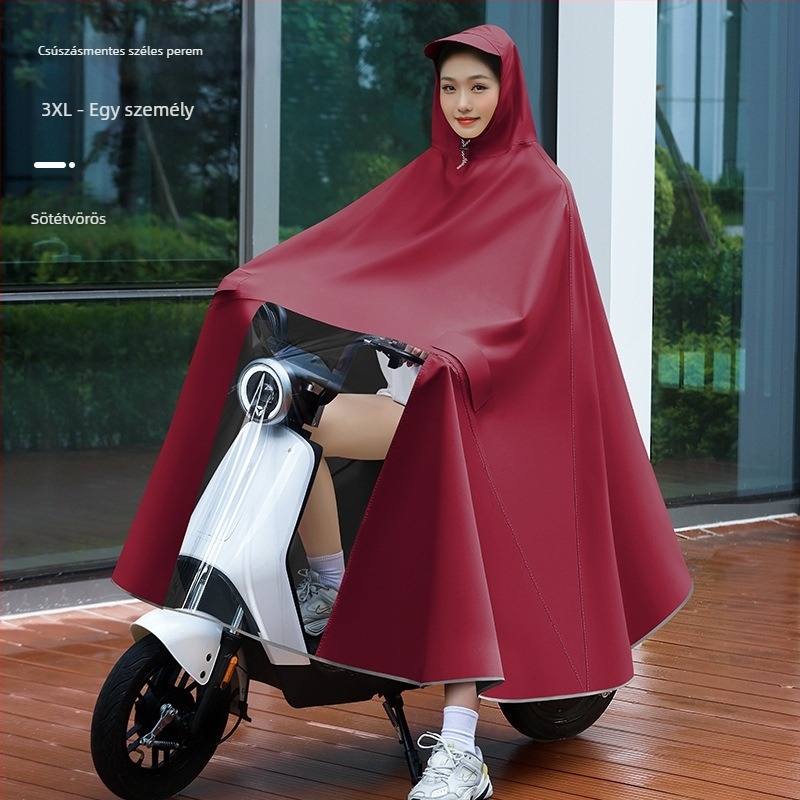 Női esőponcho elektromos járművekhez (elektromos kerékpár és motorkerékpár), hosszú, teljes testet fedő, vastag PVC anyag PU ragasztóréteggel