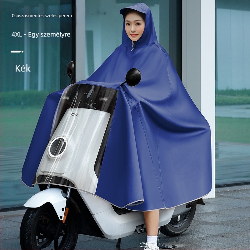 Női esőponcho elektromos járművekhez (elektromos kerékpár és motorkerékpár), hosszú, teljes testet fedő, vastag PVC anyag PU ragasztóréteggel