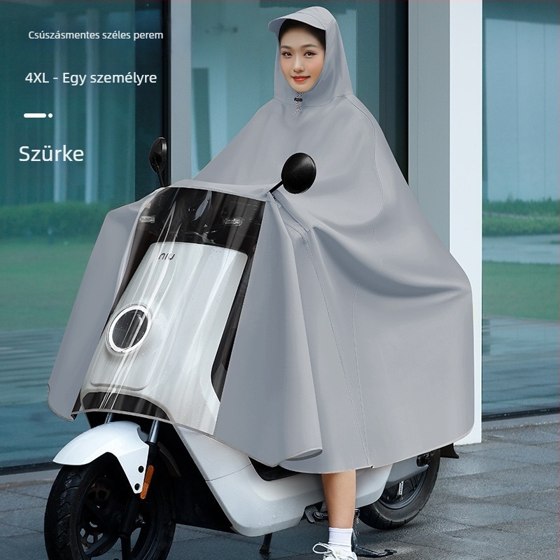 Női esőponcho elektromos járművekhez (elektromos kerékpár és motorkerékpár), hosszú, teljes testet fedő, vastag PVC anyag PU ragasztóréteggel