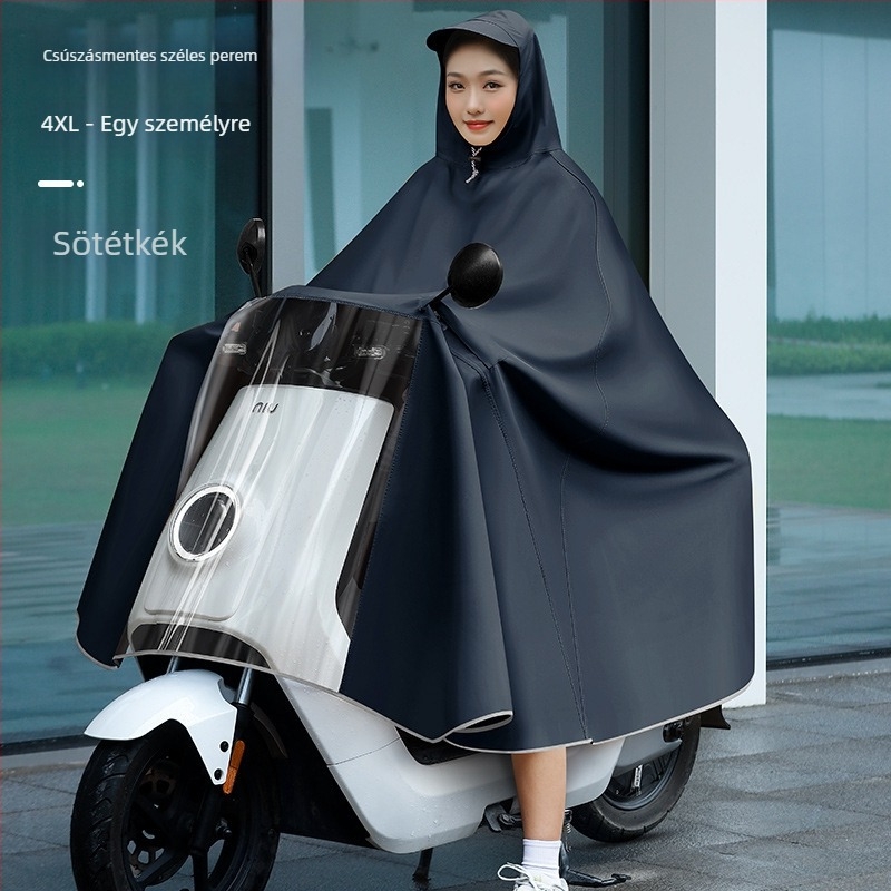 Női esőponcho elektromos járművekhez (elektromos kerékpár és motorkerékpár), hosszú, teljes testet fedő, vastag PVC anyag PU ragasztóréteggel