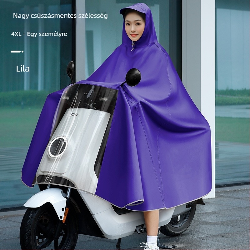Női esőponcho elektromos járművekhez (elektromos kerékpár és motorkerékpár), hosszú, teljes testet fedő, vastag PVC anyag PU ragasztóréteggel