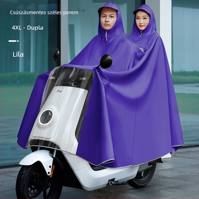 Női esőponcho elektromos járművekhez (elektromos kerékpár és motorkerékpár), hosszú, teljes testet fedő, vastag PVC anyag PU ragasztóréteggel