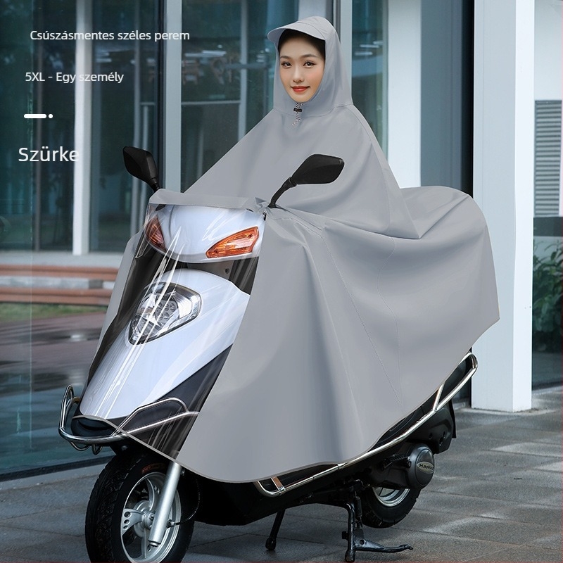 Női esőponcho elektromos járművekhez (elektromos kerékpár és motorkerékpár), hosszú, teljes testet fedő, vastag PVC anyag PU ragasztóréteggel