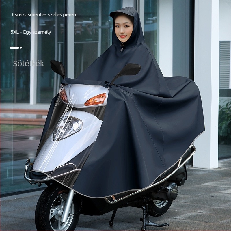 Női esőponcho elektromos járművekhez (elektromos kerékpár és motorkerékpár), hosszú, teljes testet fedő, vastag PVC anyag PU ragasztóréteggel