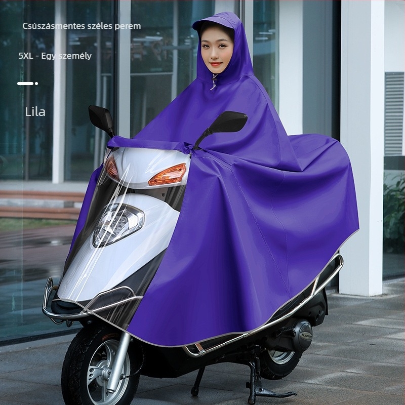 Női esőponcho elektromos járművekhez (elektromos kerékpár és motorkerékpár), hosszú, teljes testet fedő, vastag PVC anyag PU ragasztóréteggel