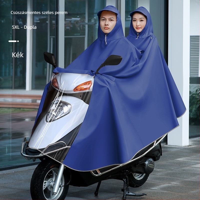 Női esőponcho elektromos járművekhez (elektromos kerékpár és motorkerékpár), hosszú, teljes testet fedő, vastag PVC anyag PU ragasztóréteggel