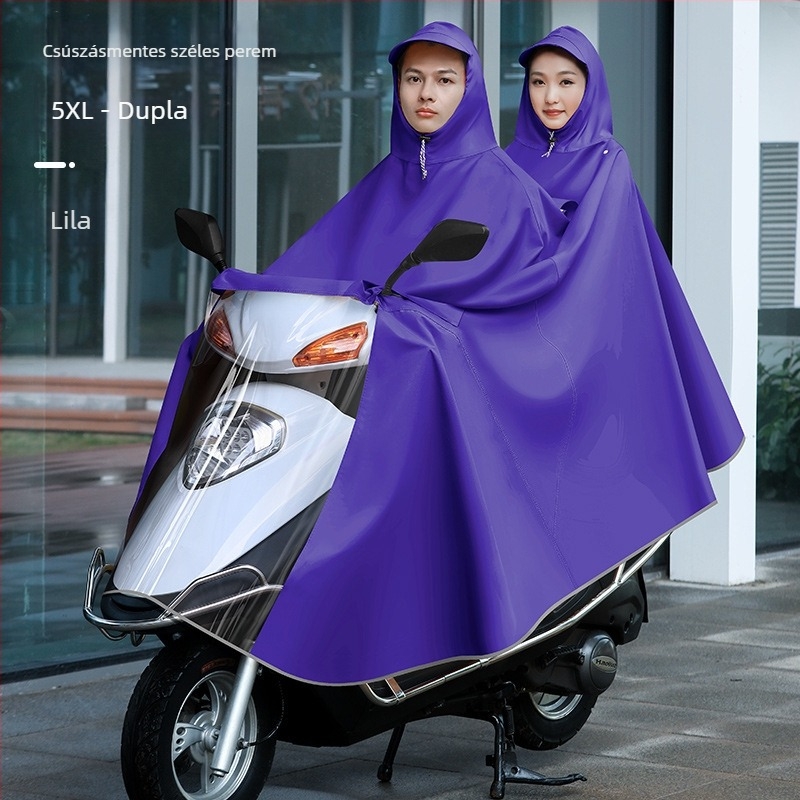 Női esőponcho elektromos járművekhez (elektromos kerékpár és motorkerékpár), hosszú, teljes testet fedő, vastag PVC anyag PU ragasztóréteggel