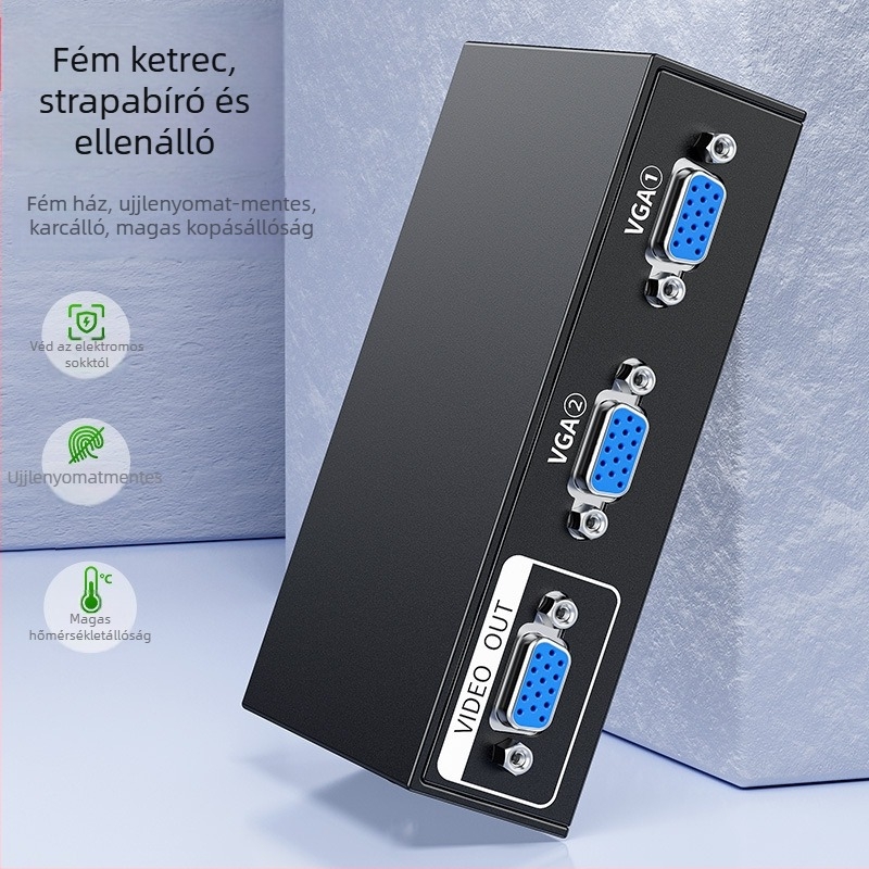 Számítógép VGA kapcsoló, 2 bemenet/1 kimenet, modellek Q210/Q211, 1080p felbontás, távoli ébresztés, energia-gazdálkodás