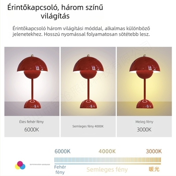 LED asztali lámpa pár retro fém dizájnnal, érintéses vezérlés, 5V 3W, modell Yczm-017, környezeti éjszakai fény