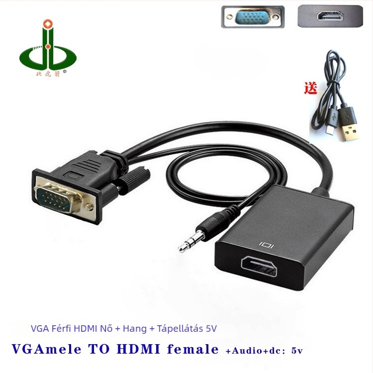 VGA–HDMI átalakító PC/TV/monitorhoz, 1080p, távoli ébresztés, energia-gazdálkodás