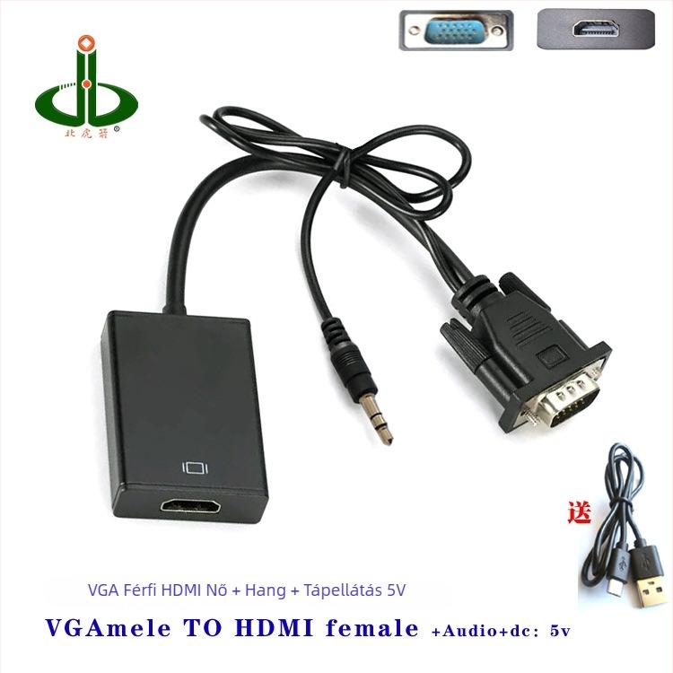 VGA–HDMI átalakító PC/TV/monitorhoz, 1080p, távoli ébresztés, energia-gazdálkodás