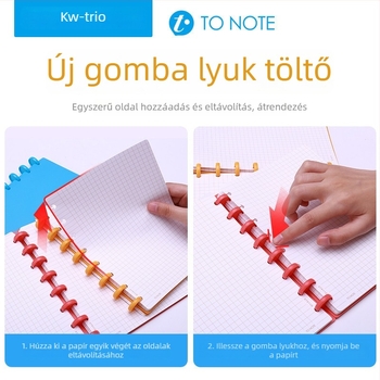 Kw-trio/kedeyou 07910R belső mag cseréje gomba-lyuk kötőhöz, Lazán cserélhető refill, Papír, 50 lap