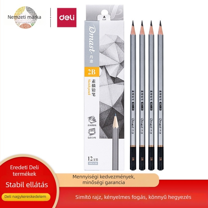 Deli RK3-2B Dantu Szkicceruza, hatszögletű fa test, 2B grafit, 12 darab/doboz