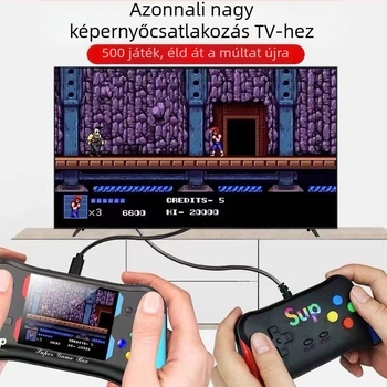 X7m Nosztalgikus kézikonzol 500 beépített játékkal, TV-kimenet, két vezérlő, 4GB memória