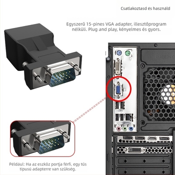 VGA kiterjesztő RJ45 adapterkábellel, 20 m, univerzális kompatibilitás, FTASI FT-VJ20