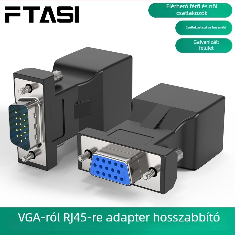 VGA kiterjesztő RJ45 adapterkábellel, 20 m, univerzális kompatibilitás, FTASI FT-VJ20