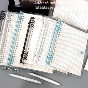 Átlátszó PVC puha borítóval rendelkező szabadoldalas jegyzetfüzet, 60 oldal, farostpapír, bármely lyuk típus, alapcsomagolás